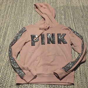 PINK Victoria's Secret Hoodie - Pink with Silver Accents